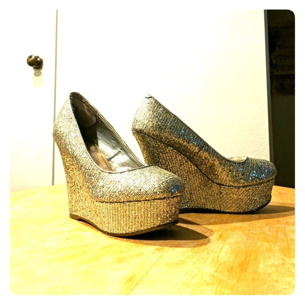 Madden Girl Gold Wedge Platform Heels